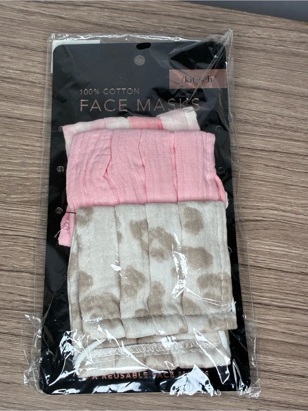 🐼 3/$25 NWT kitsch Women's 3-Pack Cotton Face Masks - Blush Pink & Beige Tie-Dye